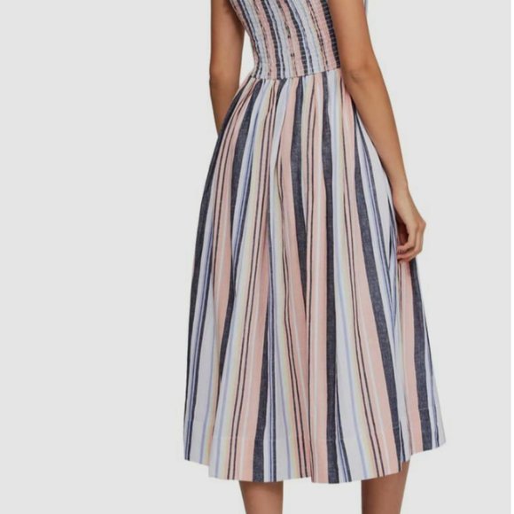 FREE PEOPLE Women's Pink Striped Strapless Maxi Fit + Flare - Picture 2 of 6
